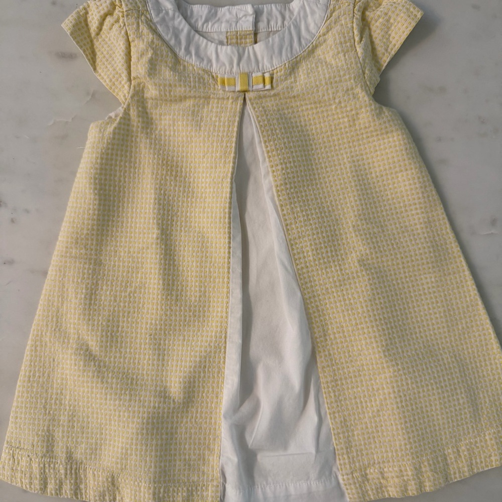 Janie and Jack Yellow Dress with Bow Accent - Size 12-18 months
